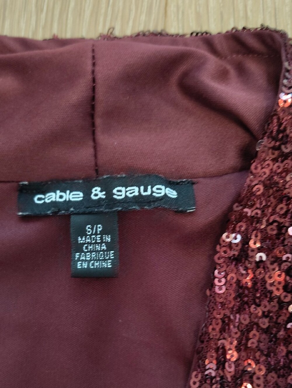 Cable & Gauge Burgundy Sequin Blazer - Picture 2 of 5